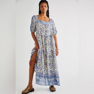 Spell Folk Song Square Neck Gown - Sky